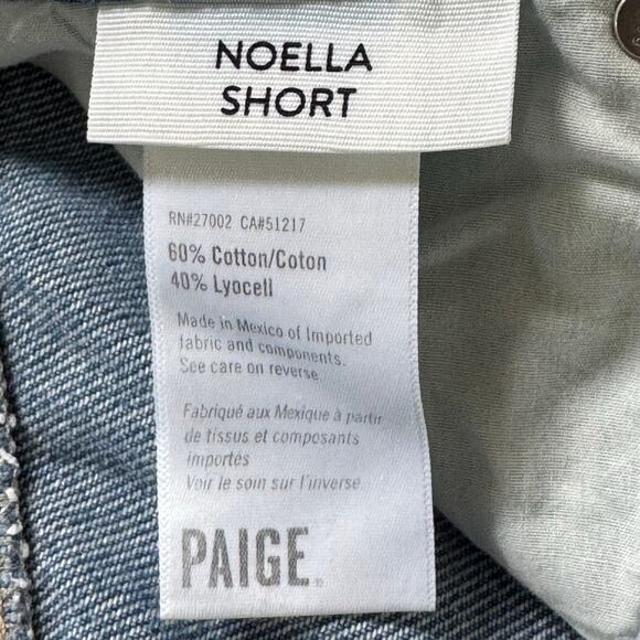 PAIGE NOELLA BUTTON FLY CUTOFF DENIM SHORTS IN SERINE NWT WOMEN'S SIZE 24 - Picture 11 of 16